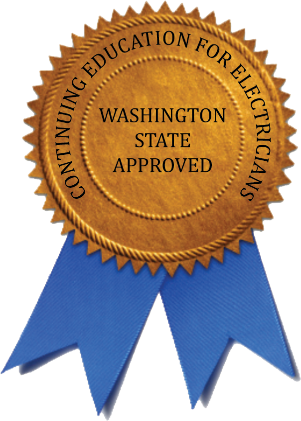 A washington state approved seal with a blue ribbon